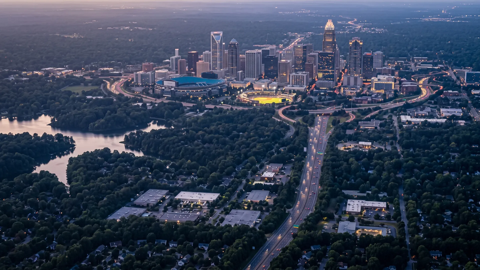 Aerial view of Charlotte, NC